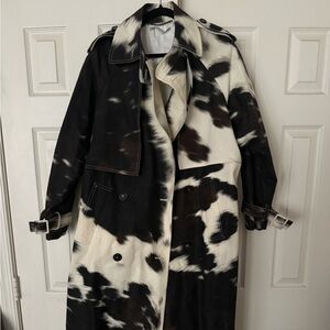 STELLA MCCARTNEY OFF-WHITE COW PRINT LEANNA TRENCH COAT sz38